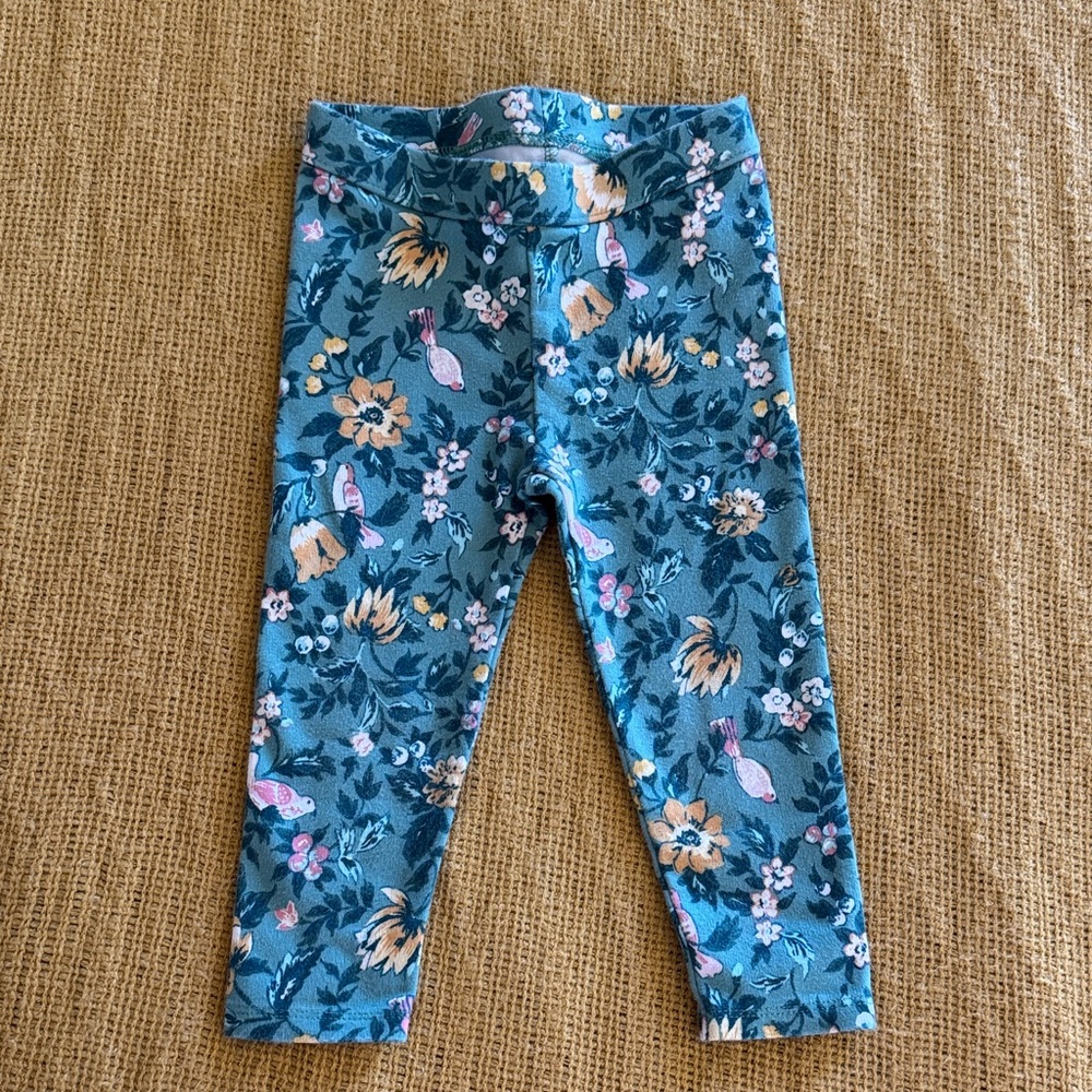 Janie and Jack Teal Floral Kids Leggings